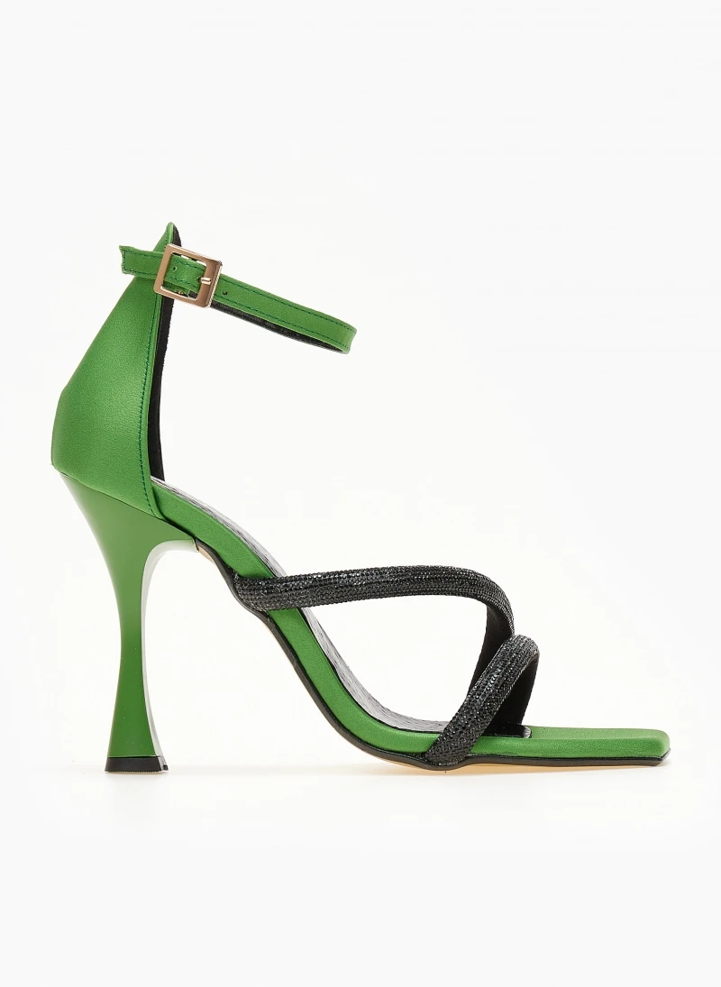 Πέδιλα σατέν με Strass TFP - Πράσινο 2 Πέδιλα σατέν με Strass TFP - Πράσινο - Image 2