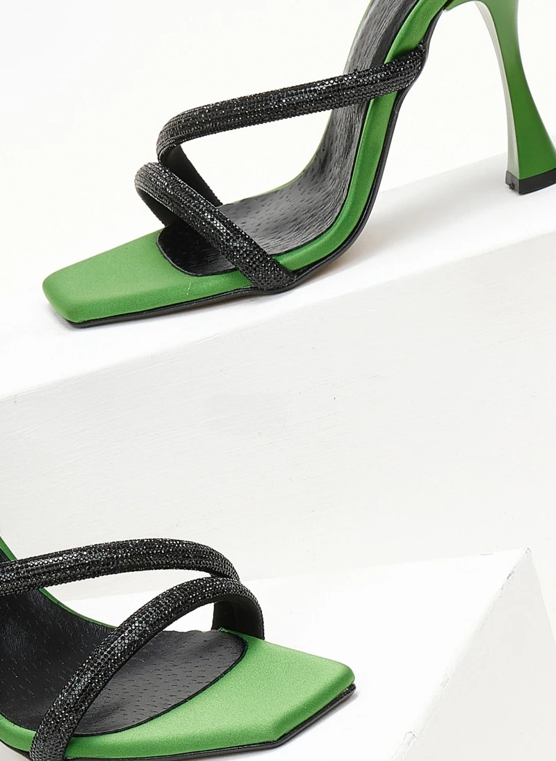 Πέδιλα σατέν με Strass TFP - Πράσινο 9 Πέδιλα σατέν με Strass TFP - Πράσινο - Image 9