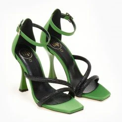 Πέδιλα σατέν με Strass TFP - Πράσινο -Γόβες Εκπτώσεις pedila sate΄n me strass tfp 107821 b6z2