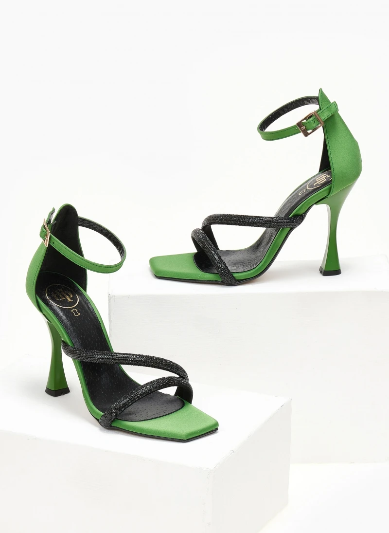 Πέδιλα σατέν με Strass TFP - Πράσινο 11 Πέδιλα σατέν με Strass TFP - Πράσινο - Image 11