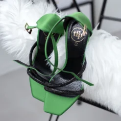 Πέδιλα σατέν με Strass TFP - Πράσινο 25 Πέδιλα σατέν με Strass TFP - Πράσινο -Γόβες Εκπτώσεις pedila sate΄n me strass tfp 107821 wk81