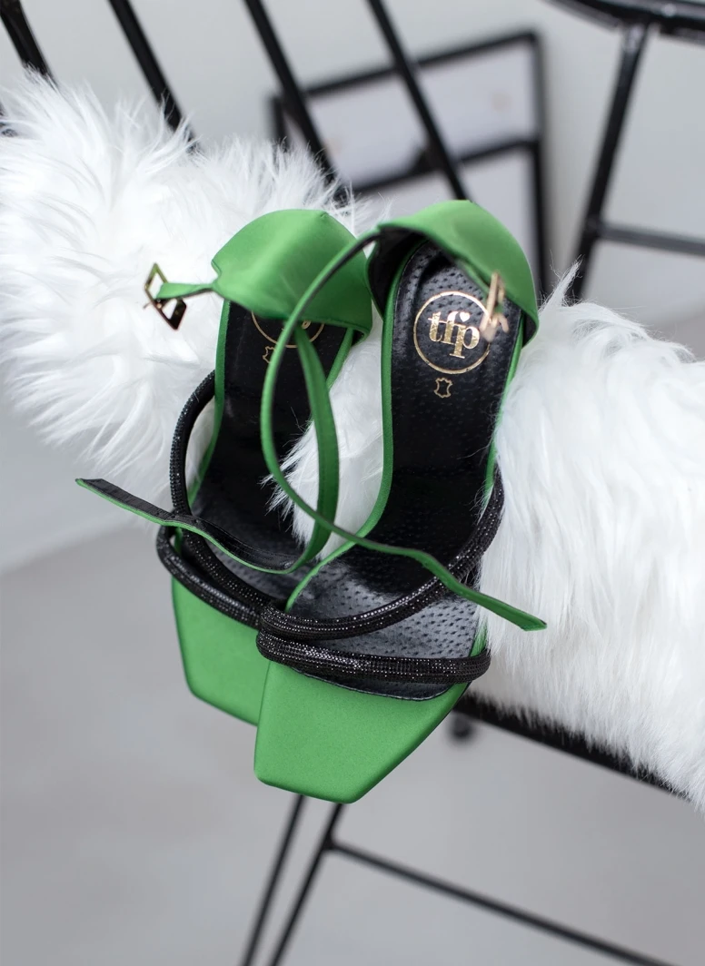 Πέδιλα σατέν με Strass TFP - Πράσινο 13 Πέδιλα σατέν με Strass TFP - Πράσινο - Image 13