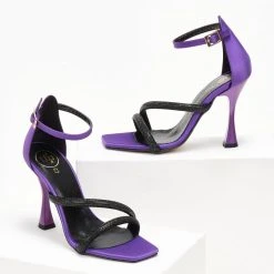 Πέδιλα σατέν με Strass TFP - Μωβ -Γόβες Εκπτώσεις pedila sate΄n me strass tfp 107822 1ysn 1