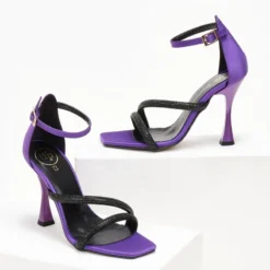 Πέδιλα σατέν με Strass TFP - Μωβ -Γόβες Εκπτώσεις pedila sate΄n me strass tfp 107822 8gi3