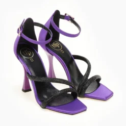 Πέδιλα σατέν με Strass TFP - Μωβ -Γόβες Εκπτώσεις pedila sate΄n me strass tfp 107822 9oi1