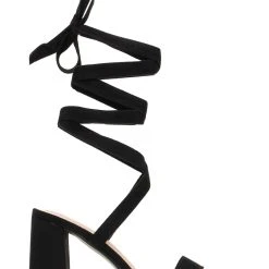 The Fashion Project Πέδιλα Suede με κορδόνια - Μαύρο