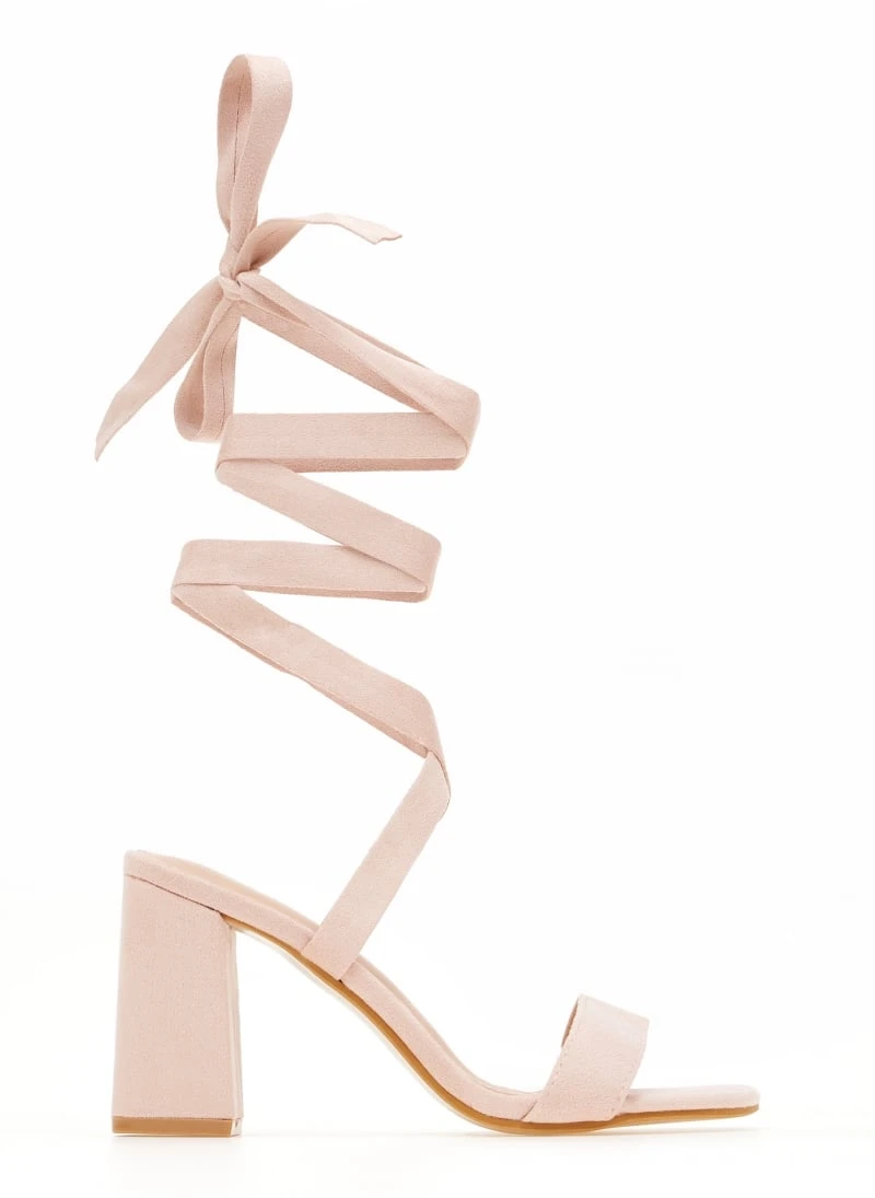 The Fashion Project Πέδιλα Suede με κορδόνια - Ροζ 1 The Fashion Project Πέδιλα Suede με κορδόνια - Ροζ