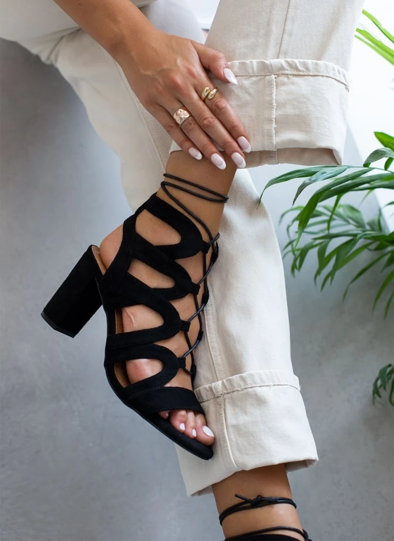 The Fashion Project Πέδιλα Suede με κορδόνια - Μαύρο 4 The Fashion Project Πέδιλα Suede με κορδόνια - Μαύρο - Image 4