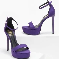 Πέδιλα Suede με μπαρέτα Tfp - Μωβ -Γόβες Εκπτώσεις pedila suede me mpareta tfp 109187 7hma