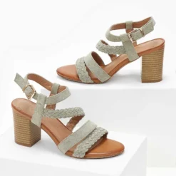 The Fashion Project Πέδιλα Suede με πλεκτό σχέδιο - Βεραμάν -Γόβες Εκπτώσεις pedila suede me plekto sxedio 103981 hmns