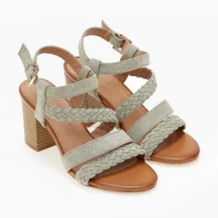 The Fashion Project Πέδιλα Suede με πλεκτό σχέδιο - Βεραμάν -Γόβες Εκπτώσεις pedila suede me plekto sxedio 103981 hnel 1