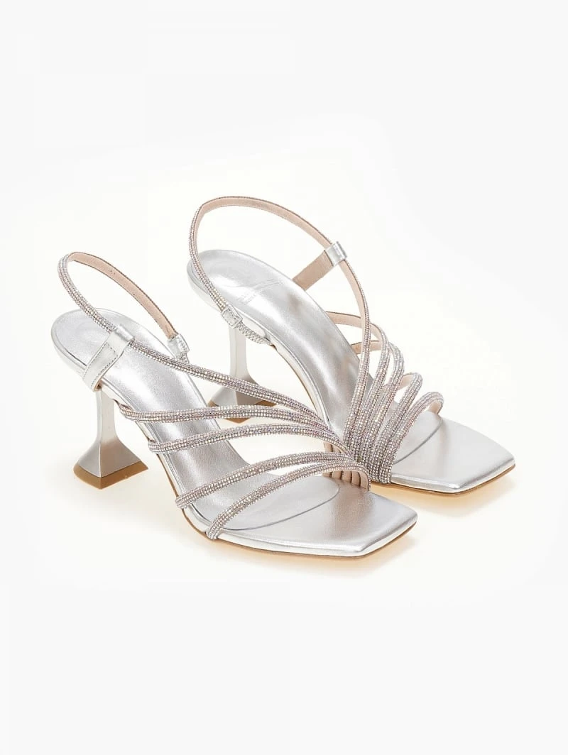 Πέδιλα TFP δερμάτινα με ιριδίζον Strass - Ασημί 3 Πέδιλα TFP δερμάτινα με ιριδίζον Strass - Ασημί - Image 3