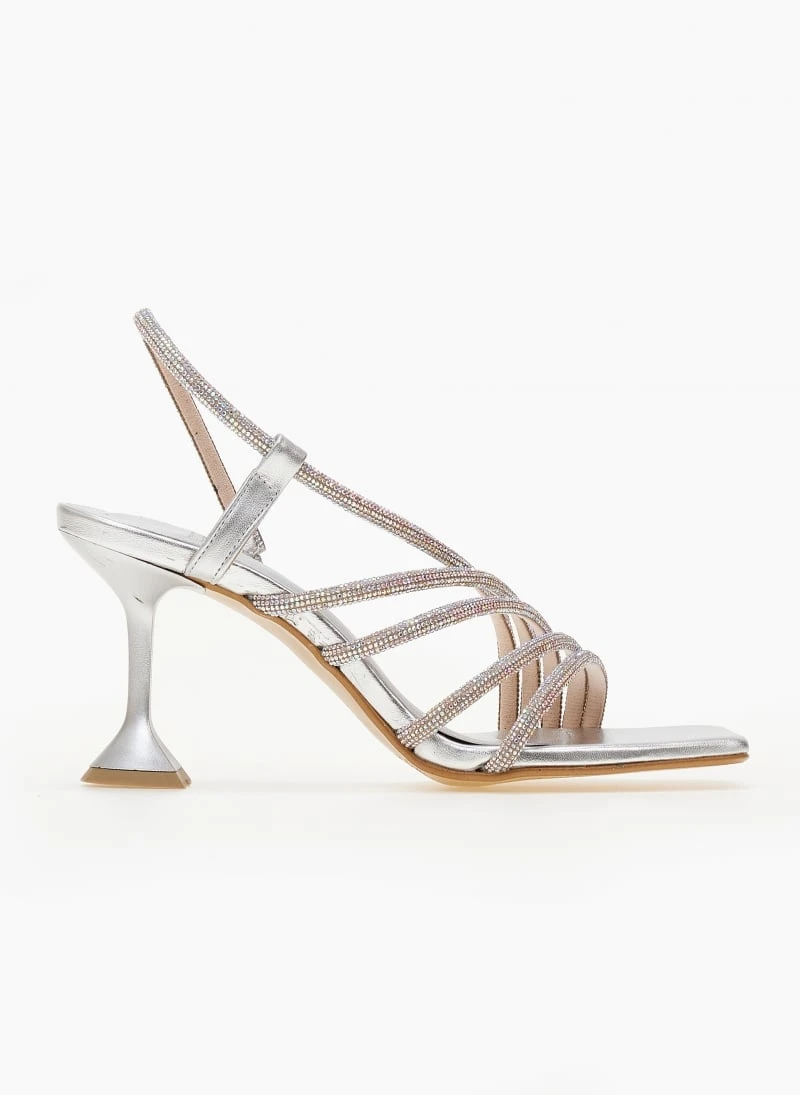 Πέδιλα TFP δερμάτινα με ιριδίζον Strass - Ασημί 6 Πέδιλα TFP δερμάτινα με ιριδίζον Strass - Ασημί - Image 6