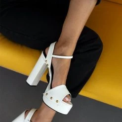 Πέδιλα TFP με Block Heel τακούνι - Λευκό -Γόβες Εκπτώσεις pedila tfp me block heel takouni 102174 3so1 1