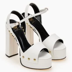 Πέδιλα TFP με Block Heel τακούνι - Λευκό -Γόβες Εκπτώσεις pedila tfp me block heel takouni 102174 o7wk