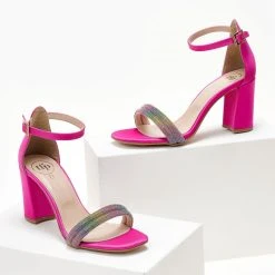 Πέδιλα TFP με διπλή σειρά Strass - Φούξια -Γόβες Εκπτώσεις pedila tfp me dipli seira strass 104311 4dk2