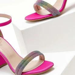 Πέδιλα TFP με διπλή σειρά Strass - Φούξια -Γόβες Εκπτώσεις pedila tfp me dipli seira strass 104311 4sow