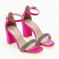 Πέδιλα TFP με διπλή σειρά Strass - Φούξια -Γόβες Εκπτώσεις pedila tfp me dipli seira strass 104311 61wz