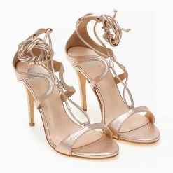 Πέδιλα Tfp με κορδόνια και ανάγλυφο σχέδιο - Χαλκός -Γόβες Εκπτώσεις pedila tfp me kordonia kai anaglufo sxedio 101389 kdkc