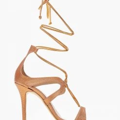 Πέδιλα Tfp με κορδόνια και ανάγλυφο σχέδιο - Πορτοκαλί -Γόβες Εκπτώσεις pedila tfp me kordonia kai anaglufo sxedio 102172 a6kr 1