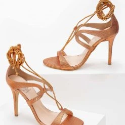 Πέδιλα Tfp με κορδόνια και ανάγλυφο σχέδιο - Πορτοκαλί -Γόβες Εκπτώσεις pedila tfp me kordonia kai anaglufo sxedio 102172 slts 1