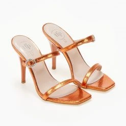 Πέδιλα με μικρή αγκράφα Tfp - Πορτοκαλί -Γόβες Εκπτώσεις pedila tfp me pattern fidi 105175 7lkc 1