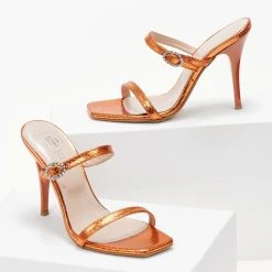 Πέδιλα με μικρή αγκράφα Tfp - Πορτοκαλί -Γόβες Εκπτώσεις pedila tfp me pattern fidi 105175 u23g