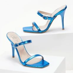 Πέδιλα με μικρή αγκράφα Tfp - Μπλε -Γόβες Εκπτώσεις pedila tfp me pattern fidi 105266 awet