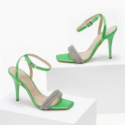 Πέδιλα TFP με Strass λουράκια - Λαχανί -Γόβες Εκπτώσεις pedila tfp me strass lourakia 104268 6iwb