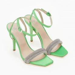 Πέδιλα TFP με Strass λουράκια - Λαχανί -Γόβες Εκπτώσεις pedila tfp me strass lourakia 104268 tj49