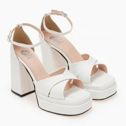 Πέδιλα TFP με χιαστί φάσες - Λευκό -Γόβες Εκπτώσεις pedila tfp me xiasti fases 103929 r1uk