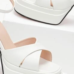 Πέδιλα TFP με χιαστί φάσες - Λευκό -Γόβες Εκπτώσεις pedila tfp me xiasti fases 103929 xonj