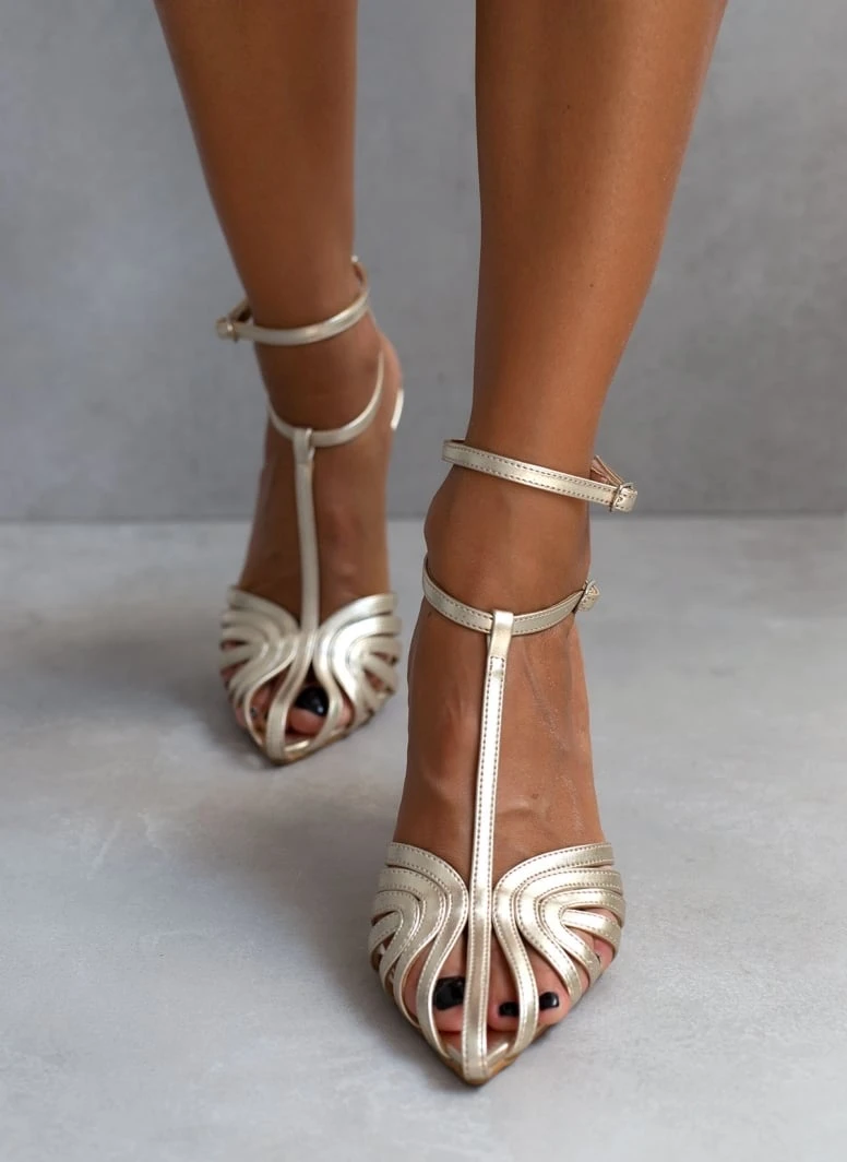 Πέδιλα TFP Retro με διπλή μπαρέτα - Χρυσό 1 Πέδιλα TFP Retro με διπλή μπαρέτα - Χρυσό