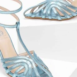 Πέδιλα TFP Retro μεταλλικά με ανοίγματα - Γαλάζιο -Γόβες Εκπτώσεις pedila tfp retro metallika me anoigmata 103862 ykri