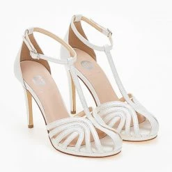 Πέδιλα TFP ρετρό σε μεταλλικές αποχρώσεις - Λευκό -Γόβες Εκπτώσεις pedila tfp retro se metallikes apoxrwseis 101157 ks5u