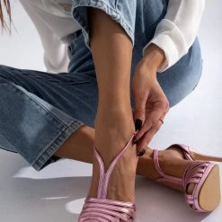 Πέδιλα Tfp ρετρό σε μεταλλικές αποχρώσεις - Ροζ -Γόβες Εκπτώσεις pedila tfp retro se metallikes apoxrwseis 101404 cpak