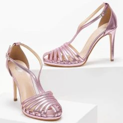 Πέδιλα Tfp ρετρό σε μεταλλικές αποχρώσεις - Ροζ -Γόβες Εκπτώσεις pedila tfp retro se metallikes apoxrwseis 101404 v3a0