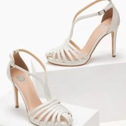 Πέδιλα Tfp ρετρό σε μεταλλικές αποχρώσεις - Λευκό -Γόβες Εκπτώσεις pedila tfp retro se metallikes apoxrwseis 101569 mkpi