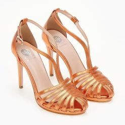 Πέδιλα Tfp ρετρό σε μεταλλικές αποχρώσεις - Πορτοκαλί -Γόβες Εκπτώσεις pedila tfp retro se metallikes apoxrwseis 104998 lztc