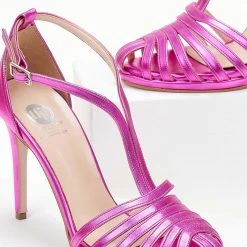 Πέδιλα Tfp ρετρό σε μεταλλικές αποχρώσεις - Magenta -Γόβες Εκπτώσεις pedila tfp retro se metallikes apoxrwseis 104999 o23p