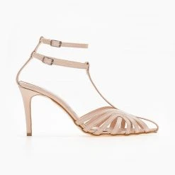 Πέδιλα TFP Retro σατέν με ανοίγματα - Nude