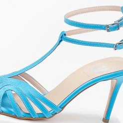 Πέδιλα TFP Retro σατέν με ανοίγματα - Γαλάζιο -Γόβες Εκπτώσεις pedila tfp saten me anoigmata 103717 m0jk