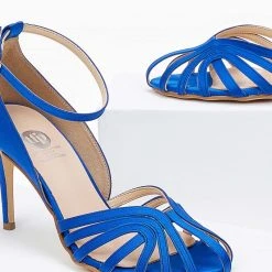 Πέδιλα TFP σατέν με ψηλό τακούνι - Μπλε -Γόβες Εκπτώσεις pedila tfp saten me psilo takouni 101165 nhu8
