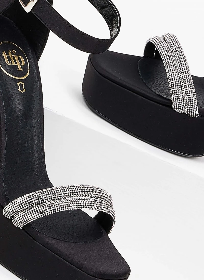 Πέδιλα TFP σατέν με Strass και φιάπα - Μαύρο 6 Πέδιλα TFP σατέν με Strass και φιάπα - Μαύρο - Image 6