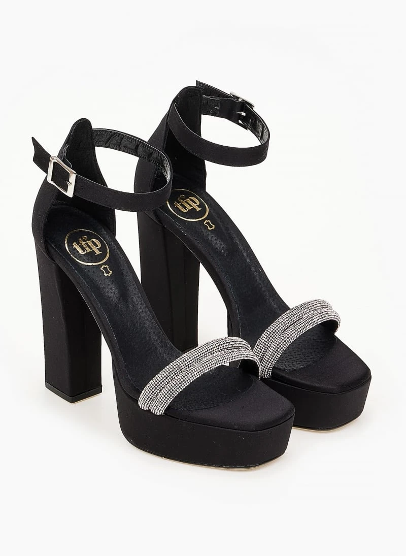 Πέδιλα TFP σατέν με Strass και φιάπα - Μαύρο 5 Πέδιλα TFP σατέν με Strass και φιάπα - Μαύρο - Image 5