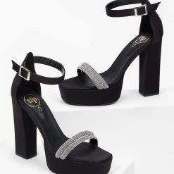 Πέδιλα TFP σατέν με Strass και φιάπα - Μαύρο 9 Πέδιλα TFP σατέν με Strass και φιάπα - Μαύρο -Γόβες Εκπτώσεις pedila tfp saten me strass kai fiapa 100460 syi2