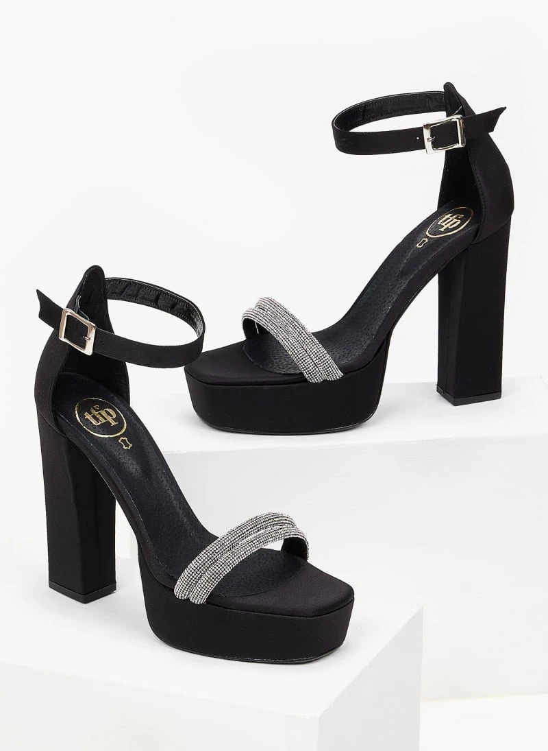 Πέδιλα TFP σατέν με Strass και φιάπα - Μαύρο 3 Πέδιλα TFP σατέν με Strass και φιάπα - Μαύρο - Image 3