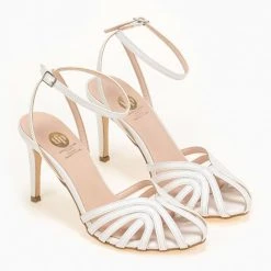 Ρετρό TFP πέδιλα σε μεταλλικές αποχρώσεις - Λευκό -Γόβες Εκπτώσεις retro tfp pedila se metallikes apoxrwseis 92580 ve7d