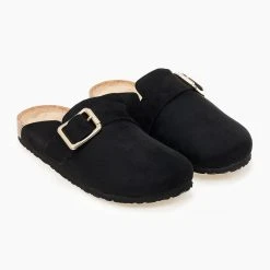 The Fashion Project Σαμπό Suede με μεταλλικό τοκά - Μαύρο -Γόβες Εκπτώσεις sampo suede me metalliko toka 102806 mhwa