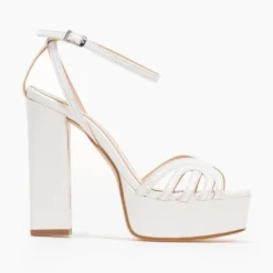 Tfp λουστρίνι πέδιλα με ψηλό τακούνι - Λευκό -Γόβες Εκπτώσεις tfp loustrini pedila me psilo takouni 92971 kgvm